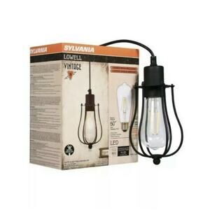 Sylvania Pendant light Lowell Cage LED Dimmable NIB Black Uses 60 Watt Bulb NEW